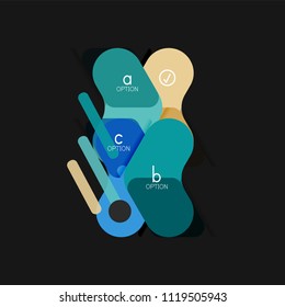 Flat design geometric infographics, arrow shape vector sticker or label, price tags, offer promotion badge, icon design, paper style layout for data graphic visualization step by step process.