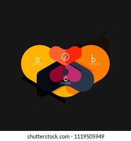 Infografía geométrica de diseño plano, etiqueta o pegatina vectorial de forma de flecha, etiquetas de precio, distintivo de promoción, diseño de iconos, diseño de estilo de papel para visualización de gráficos de datos paso a paso.