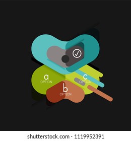 Flat design geometric infographics, arrow shape vector sticker or label, price tags, offer promotion badge, icon design, paper style layout for data graphic visualization step by step process, for