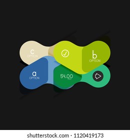 Infografía geométrica de diseño plano, etiqueta o pegatina vectorial de forma de flecha, etiquetas de precio, insignia de promoción, diseño de iconos, diseño de estilo de papel para visualización de gráficos de datos paso a paso, para