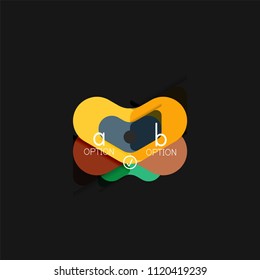 Infografía geométrica de diseño plano, etiqueta o pegatina vectorial de forma de flecha, etiquetas de precio, insignia de promoción, diseño de iconos, diseño de estilo de papel para visualización de gráficos de datos paso a paso, para