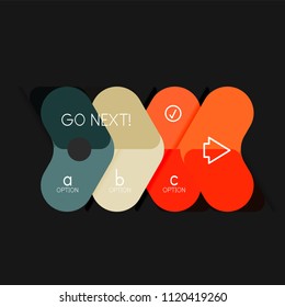 Infografía geométrica de diseño plano, etiqueta o pegatina vectorial de forma de flecha, etiquetas de precio, insignia de promoción, diseño de iconos, diseño de estilo de papel para visualización de gráficos de datos paso a paso, para