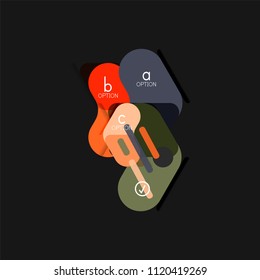 Flat design geometric infographics, arrow shape vector sticker or label, price tags, offer promotion badge, icon design, paper style layout for data graphic visualization step by step process, for