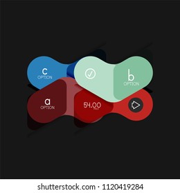 Infografía geométrica de diseño plano, etiqueta o pegatina vectorial de forma de flecha, etiquetas de precio, insignia de promoción, diseño de iconos, diseño de estilo de papel para visualización de gráficos de datos paso a paso, para