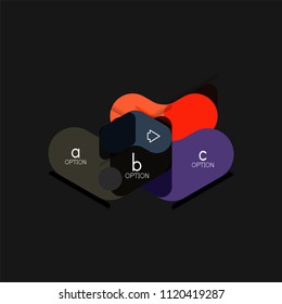Infografía geométrica de diseño plano, etiqueta o pegatina vectorial de forma de flecha, etiquetas de precio, insignia de promoción, diseño de iconos, diseño de estilo de papel para visualización de gráficos de datos paso a paso, para