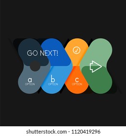 Infografía geométrica de diseño plano, etiqueta o pegatina vectorial de forma de flecha, etiquetas de precio, insignia de promoción, diseño de iconos, diseño de estilo de papel para visualización de gráficos de datos paso a paso, para
