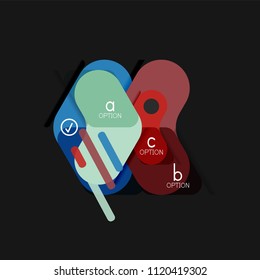 Flat design geometric infographics, arrow shape vector sticker or label, price tags, offer promotion badge, icon design, paper style layout for data graphic visualization step by step process, for