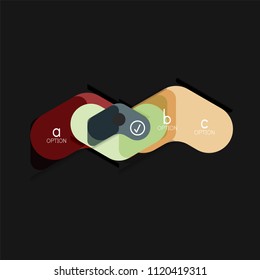 Infografía geométrica de diseño plano, etiqueta o pegatina vectorial de forma de flecha, etiquetas de precio, insignia de promoción, diseño de iconos, diseño de estilo de papel para visualización de gráficos de datos paso a paso, para
