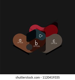 Flat design geometric infographics, arrow shape vector sticker or label, price tags, offer promotion badge, icon design, paper style layout for data graphic visualization step by step process, for