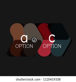 Flat design geometric infographics, arrow shape vector sticker or label, price tags, offer promotion badge, icon design, paper style layout for data graphic visualization step by step process, for