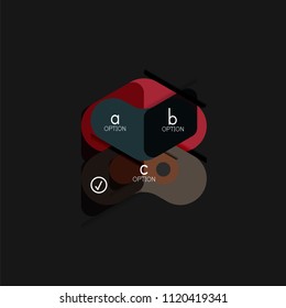 Flat design geometric infographics, arrow shape vector sticker or label, price tags, offer promotion badge, icon design, paper style layout for data graphic visualization step by step process, for