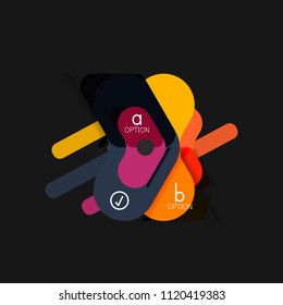 Flat design geometric infographics, arrow shape vector sticker or label, price tags, offer promotion badge, icon design, paper style layout for data graphic visualization step by step process, for