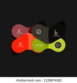 Infografía geométrica de diseño plano, etiqueta o pegatina vectorial de forma de flecha, etiquetas de precio, insignia de promoción, diseño de iconos, diseño de estilo de papel para visualización de gráficos de datos paso a paso, para