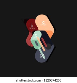 Geometrische Flachdesign-Infografiken, Pfeilform-Vektoraufkleber oder -etikett, Preismarken, Werbeplakat, Symboldesign, Papierstil-Layout für die schrittweise Visualisierung von Daten, für