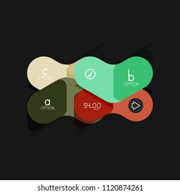 Infografía geométrica de diseño plano, etiqueta o pegatina vectorial de forma de flecha, etiquetas de precio, insignia de promoción, diseño de iconos, diseño de estilo de papel para visualización de gráficos de datos paso a paso, para