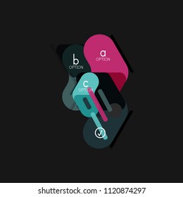 Infografía geométrica de diseño plano, etiqueta o pegatina vectorial de forma de flecha, etiquetas de precio, insignia de promoción, diseño de iconos, diseño de estilo de papel para visualización de gráficos de datos paso a paso, para