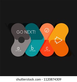 Flat design geometric infographics, arrow shape vector sticker or label, price tags, offer promotion badge, icon design, paper style layout for data graphic visualization step by step process, for