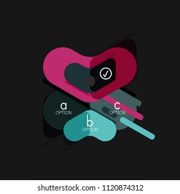 Geometrische Flachdesign-Infografiken, Pfeilform-Vektoraufkleber oder -etikett, Preismarken, Werbeplakat, Symboldesign, Papierstil-Layout für die schrittweise Visualisierung von Daten, für