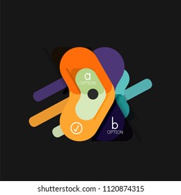 Infografía geométrica de diseño plano, etiqueta o pegatina vectorial de forma de flecha, etiquetas de precio, insignia de promoción, diseño de iconos, diseño de estilo de papel para visualización de gráficos de datos paso a paso, para