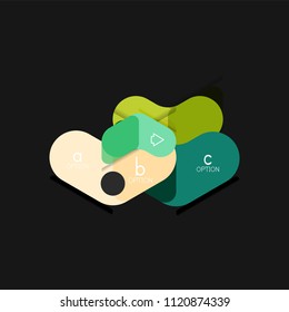 Infografía geométrica de diseño plano, etiqueta o pegatina vectorial de forma de flecha, etiquetas de precio, insignia de promoción, diseño de iconos, diseño de estilo de papel para visualización de gráficos de datos paso a paso, para