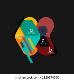 Flat design geometric infographics, arrow shape vector sticker or label, price tags, offer promotion badge, icon design, paper style layout for data graphic visualization step by step process, for