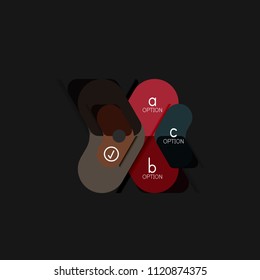 Geometrische Flachdesign-Infografiken, Pfeilform-Vektoraufkleber oder -etikett, Preismarken, Werbeplakat, Symboldesign, Papierstil-Layout für die schrittweise Visualisierung von Daten, für