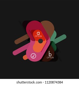 Flat design geometric infographics, arrow shape vector sticker or label, price tags, offer promotion badge, icon design, paper style layout for data graphic visualization step by step process, for