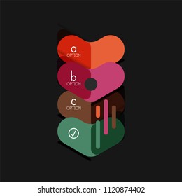 Flat design geometric infographics, arrow shape vector sticker or label, price tags, offer promotion badge, icon design, paper style layout for data graphic visualization step by step process, for