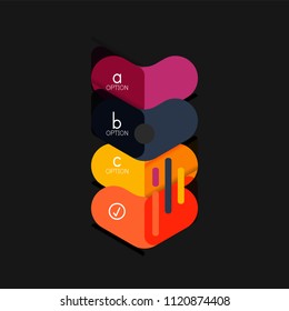 Flat design geometric infographics, arrow shape vector sticker or label, price tags, offer promotion badge, icon design, paper style layout for data graphic visualization step by step process, for
