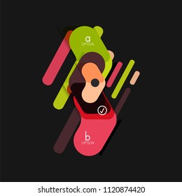 Flat design geometric infographics, arrow shape vector sticker or label, price tags, offer promotion badge, icon design, paper style layout for data graphic visualization step by step process, for