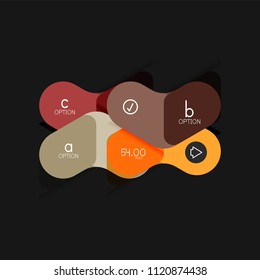 Flat design geometric infographics, arrow shape vector sticker or label, price tags, offer promotion badge, icon design, paper style layout for data graphic visualization step by step process, for