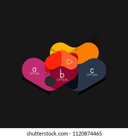 Flat design geometric infographics, arrow shape vector sticker or label, price tags, offer promotion badge, icon design, paper style layout for data graphic visualization step by step process, for