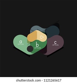 Infografía geométrica de diseño plano, etiqueta o pegatina vectorial de forma de flecha, etiquetas de precio, insignia de promoción, diseño de iconos, diseño de estilo de papel para visualización de gráficos de datos paso a paso, para
