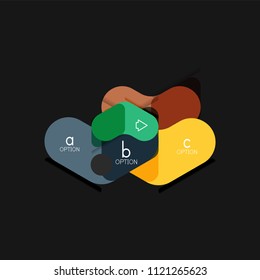 Flat design geometric infographics, arrow shape vector sticker or label, price tags, offer promotion badge, icon design, paper style layout for data graphic visualization step by step process, for