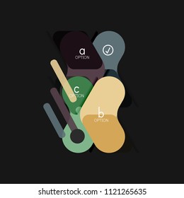 Flat design geometric infographics, arrow shape vector sticker or label, price tags, offer promotion badge, icon design, paper style layout for data graphic visualization step by step process, for