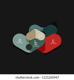 Infografía geométrica de diseño plano, etiqueta o pegatina vectorial de forma de flecha, etiquetas de precio, insignia de promoción, diseño de iconos, diseño de estilo de papel para visualización de gráficos de datos paso a paso, para