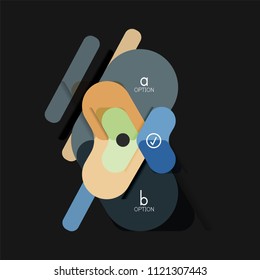 Infografía geométrica de diseño plano, etiqueta o pegatina vectorial de forma de flecha, etiquetas de precio, insignia de promoción, diseño de iconos, diseño de estilo de papel para visualización de gráficos de datos paso a paso, para