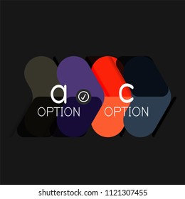 Infográficos geométricos de design plano, etiqueta ou adesivo de vetor de forma de seta, etiquetas de preço, oferecer distintivo de promoção, design de ícone, layout de estilo de papel para visualização de dados gráfico passo a passo, processo, para