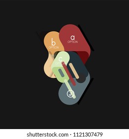 Flat design geometric infographics, arrow shape vector sticker or label, price tags, offer promotion badge, icon design, paper style layout for data graphic visualization step by step process, for