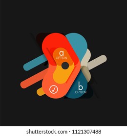 Geometrische Flachdesign-Infografiken, Pfeilform-Vektoraufkleber oder -etikett, Preismarken, Werbeplakat, Symboldesign, Papierstil-Layout für die schrittweise Visualisierung von Daten, für
