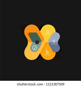 Flat design geometric infographics, arrow shape vector sticker or label, price tags, offer promotion badge, icon design, paper style layout for data graphic visualization step by step process, for