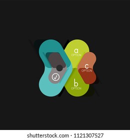 Infografía geométrica de diseño plano, etiqueta o pegatina vectorial de forma de flecha, etiquetas de precio, insignia de promoción, diseño de iconos, diseño de estilo de papel para visualización de gráficos de datos paso a paso, para