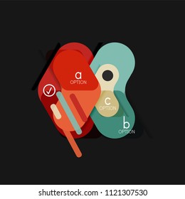 Infografía geométrica de diseño plano, etiqueta o pegatina vectorial de forma de flecha, etiquetas de precio, insignia de promoción, diseño de iconos, diseño de estilo de papel para visualización de gráficos de datos paso a paso, para