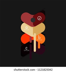 Flat design geometric infographics, arrow shape vector sticker or label, price tags, offer promotion badge, icon design, paper style layout for data graphic visualization step by step process, for
