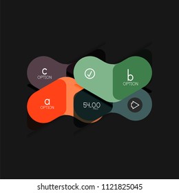 Infografía geométrica de diseño plano, etiqueta o pegatina vectorial de forma de flecha, etiquetas de precio, insignia de promoción, diseño de iconos, diseño de estilo de papel para visualización de gráficos de datos paso a paso, para
