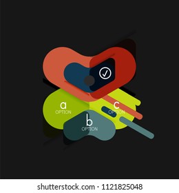Flat design geometric infographics, arrow shape vector sticker or label, price tags, offer promotion badge, icon design, paper style layout for data graphic visualization step by step process, for