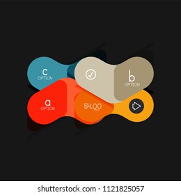 Flat design geometric infographics, arrow shape vector sticker or label, price tags, offer promotion badge, icon design, paper style layout for data graphic visualization step by step process, for