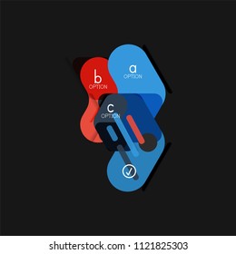Flat design geometric infographics, arrow shape vector sticker or label, price tags, offer promotion badge, icon design, paper style layout for data graphic visualization step by step process, for