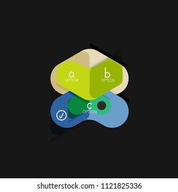 Flat design geometric infographics, arrow shape vector sticker or label, price tags, offer promotion badge, icon design, paper style layout for data graphic visualization step by step process, for
