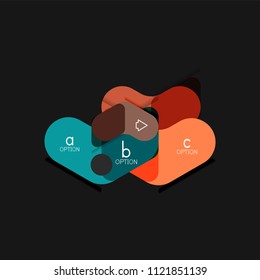 Flat design geometric infographics, arrow shape vector sticker or label, price tags, offer promotion badge, icon design, paper style layout for data graphic visualization step by step process, for